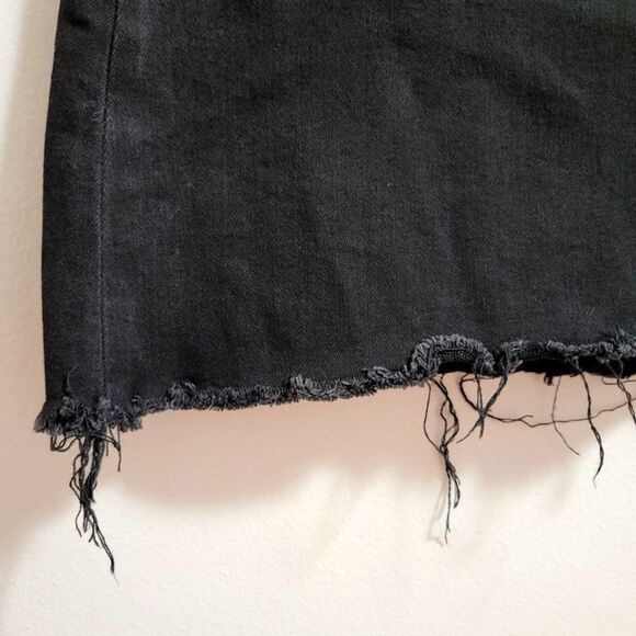 Blank NYC Black Moto Denim Cutoff Raw Hem Skirt Size 24 - Picture 5 of 10